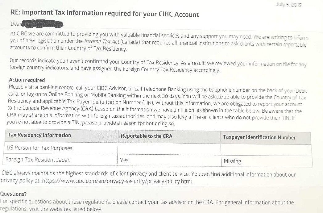 Cibc letter