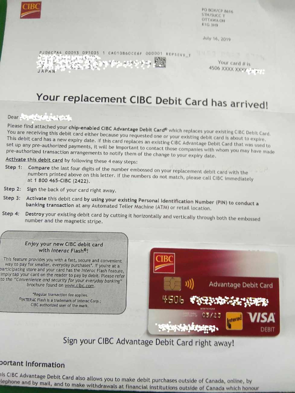 INUKSHUKのつぶやき: CIBC Debit Card 到着!!